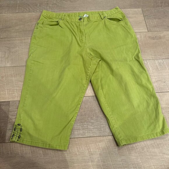 BRIELLE BLVD WOMENS SIZE 14 GREEN CROPPED PANTS - Picture 1 of 8